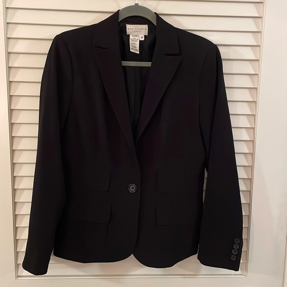 Max Studio Suits Black Single Button Waist Band Waist Jacket